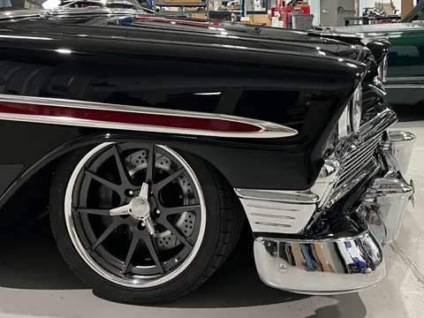 Front fender, Forgeline wheel, and Baer brake detail